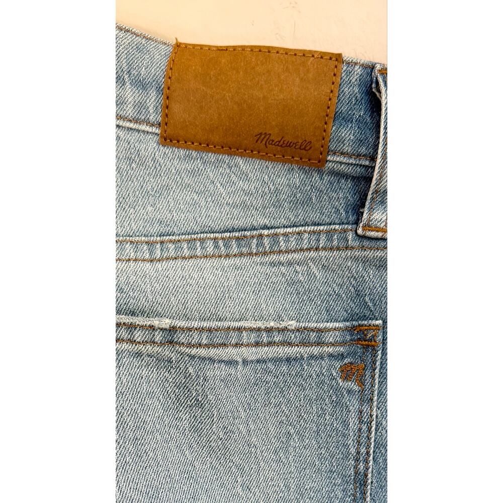 Madewell The High Rise Slim Boy Jean 28  Distressed Straight Leg Raw Hem Jeans - Picture 2 of 9